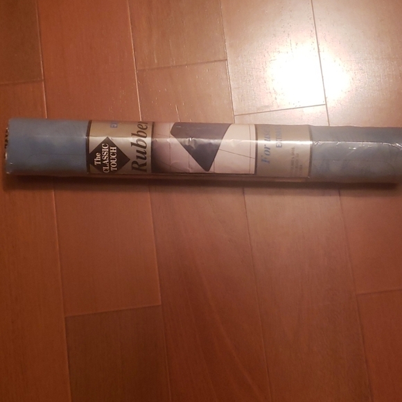 Blue Bathtub Print Shower Curtain & XL Rubber Bath Mat Set 15x27 NWOT/NWT - Picture 3 of 4